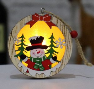 Новогоднее подвесное украшение с подсветкой "Шар со снеговиком"