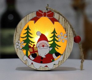 Новогоднее подвесное украшение с подсветкой "Шар с Дедом Морозом"