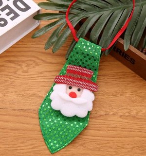 Новогодний галстук "Дед Мороз", цвет зеленый