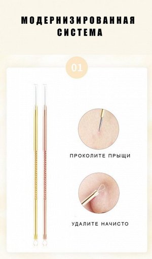 Профессиональный набор инструментов для удаления акне и чёрных точек Lanbena, Rose Gold