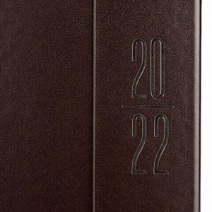 Ежедневник датированный 2022 А5 138x213 мм BRAUBERG "Towny", под кожу, клапан, коричневый, 112736