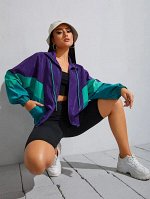 Куртка контрастный с рукавами &quot;доломан&quot; на кулиске с карманами