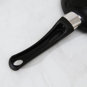 Сковорода Lite, d=18 см, пластиковая ручка, стеклянная крышка, антипригарное покрытие, цвет чёрный