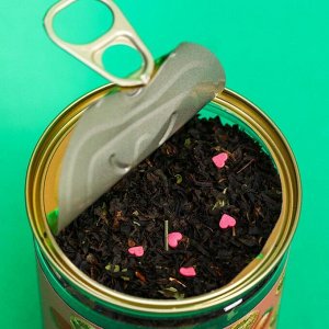 Чай чёрный «Желаю клубничного года» с сахарными сердечками,мятой и клубничным ароматом, 60 г.