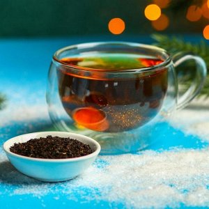 Чёрный чай «Счастье новогоднее»: с ароматом апельсина и шоколада, 50 г, снежный шар