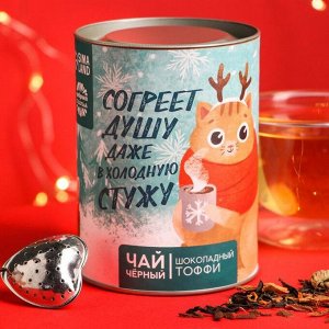 Чай чёрный в тубусе «Согреет душу», вкус: шоколадный тоффи, 100 г