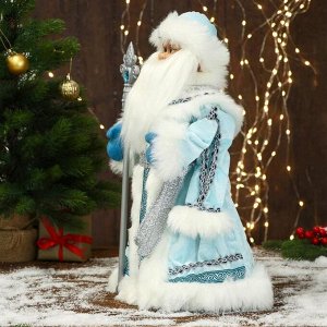 Кукла Дед Мороз "В белой шубе, с посохом"