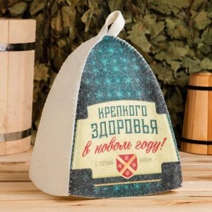 Шапка для бани и сауны «Крепкого здоровья», полиэфир 70%, шерсть 30%, «Банная забава»