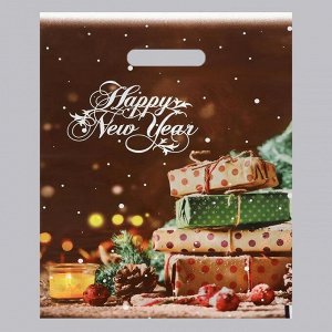 Пакет "Новогодние подарки", полиэтиленовый с вырубной ручкой, 30х40 см, 50 мкм 7063865