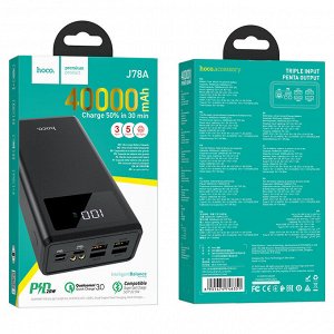 Портативный аккумулятор Power Bank HOCO J78A Outstanding 40000 4USB mAh внешний аккумулятор