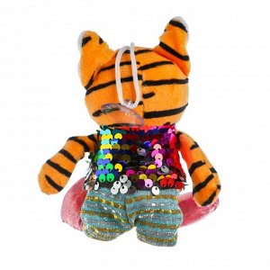 Мягкая игрушка «Тигр», с пайетками, на присоске, цвета МИКС