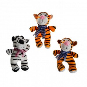 СИМА-ЛЕНД Мягкая игрушка «Тигр в шарфе», 13 см, на присоске, цвета МИКС