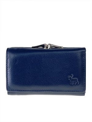 Женский кожаный кошелёк с фермуаром, цвет тёмно-синий