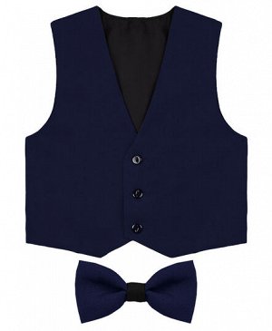 Синий комплект для мальчика (брюки,жилет с бабочкой и рубашка) 82454-189011-83812
