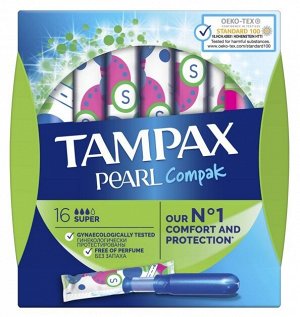 TAMPAX Compak Тампоны женские гигиенические с аппликатором Super Duo 16шт ПрепакКороб