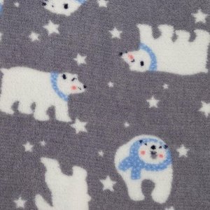 Плед новогодний 180х200см, цвет серый, корал-флис, 165г/м²