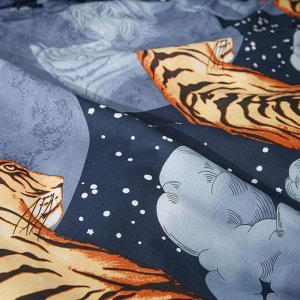 Постельное бельё Ночь Нежна Евро «Тигры с луной» 220х200см, 220х200см, 70х70см-2шт
