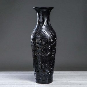 Ваза напольная "Амфора" резка, чёрная, 70 см, керамика