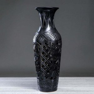 Ваза напольная "Амфора" резка, чёрная, 70 см, керамика