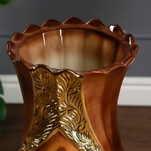 Ваза напольная "Алёна" золотая, абстракция, коричневая, 70 см, керамика