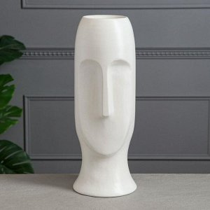 Ваза напольная "Лицо", белая, матовая, керамика, 42 см