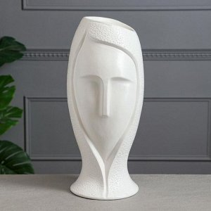 Ваза керамическая "Лицо", напольная, белая, матовая, 42 см