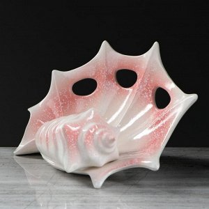Ваза настольная "Горизонтальная ракушка" розовая, 18 см, керамика