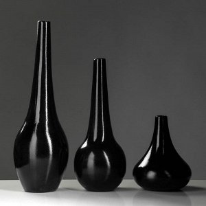 Набор ваз керамических "Мирта", цвет черный, 48.5/38.5/ 21.5 см ,