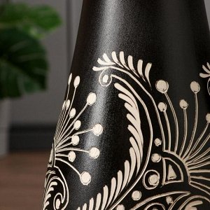 Ваза напольная "Осень", рельефная резка, чёрная, керамика, 58 см