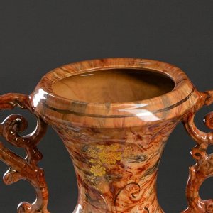 Ваза напольная "Лоза", под малахит, коричневая, керамика, 76 см