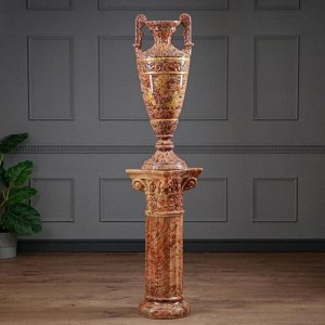 Ваза напольная "Диана" на колонне, под малахит, коричневый, 157 см, керамика