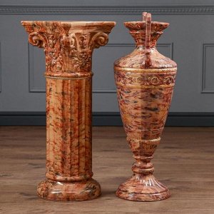 Ваза напольная "Диана" на колонне, под малахит, коричневый, 157 см, керамика