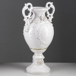 Ваза напольная "Мономах", белая лепка, цветы, 60 см, керамика