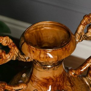 Ваза напольная "Флорена", коричневая, под малахит, 69 см, керамика