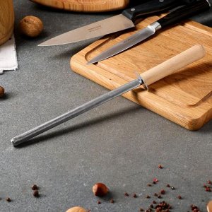 Точилка для ножей, мусат, с деревянной ручкой, 30 см