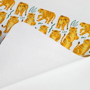 Салфетка на стол "Тигры" тигры в разных позах, белый фон, ПВХ, 45 х 25 см