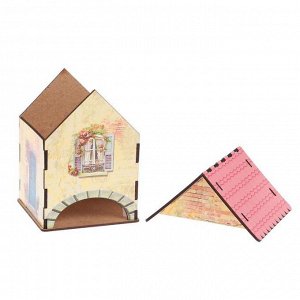 Чайный домик "Домик желтый с розовой крышей" 15х10х10 см МИКС