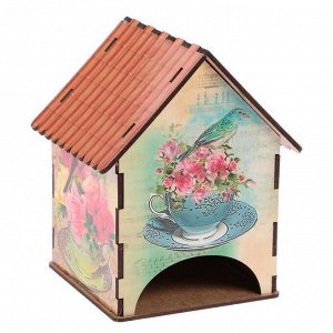 Чайный домик "Домик с розами и птичками" 15х10х10 см МИКС