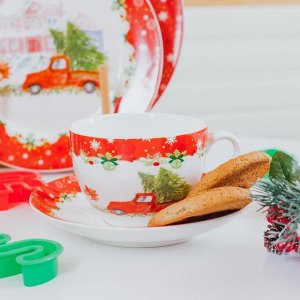 Чайная пара Доляна «Новогоднее волшебство», чашка 280 мл, блюдце 15 см