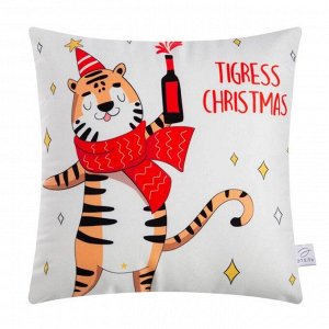 Подушка Этель "Tigress Christmas" 40х40 см, 100% п/э, велюр