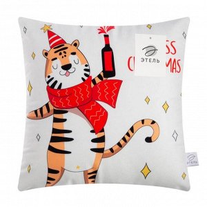 Подушка Этель "Tigress Christmas" 40х40 см, 100% п/э, велюр