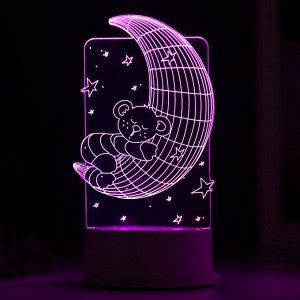 Светильник "Мишка на месяце" LED RGB от сети 9,5х10,5х20см