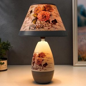 Лампа настольная керамика "Букет с пионами" Е14 220В 37х25х25 см RISALUX