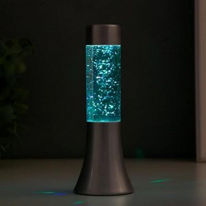 Светильник «Блеск цилиндра» LED, лава, блёстки, от батареек 3хLR44 серебро 18 см RISALUX