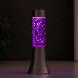 Светильник «Блеск цилиндра» LED, лава, блёстки, от батареек 3хLR44 серебро 18 см RISALUX