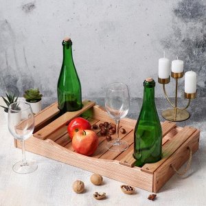 Поднос деревянный для вина "Авторский", 50х30х7 см, массив ясеня, цвет светлый бук