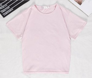 Женская однотонная базовая футболка, цвет светло-розовый
