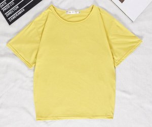 Женская однотонная базовая футболка, цвет желтый
