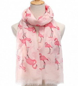 Шарф женский, принт "Фламинго", цвет светло-розовый