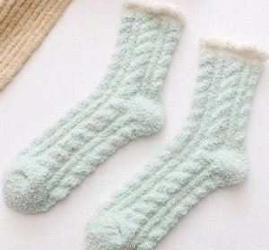 Теплые женские носки, цвет светло-зеленый